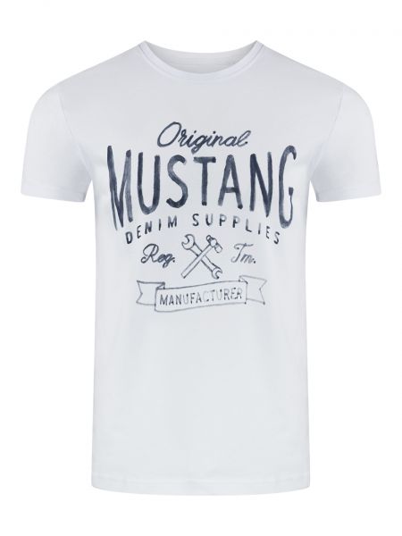 Базовая футболка с принтом Mustang белая