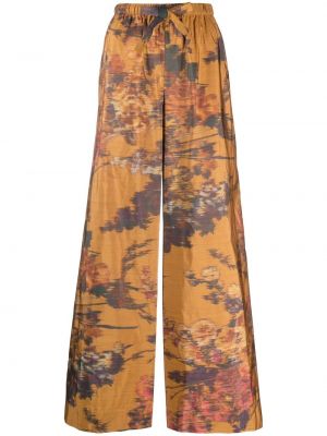 Relaxed fit hlače s cvetličnim vzorcem s potiskom Ulla Johnson rjava