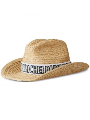 Haftowana czapka Maison Michel beżowa