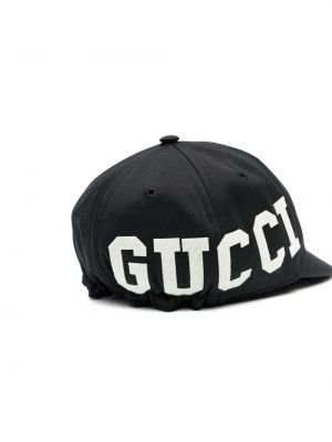 Raštuotas medvilninis kepurė su snapeliu Gucci juoda