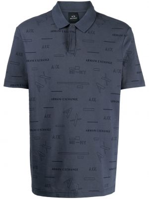 Poloskjorte med print Armani Exchange blå