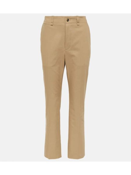 Pantaloni dritti di cotone Saint Laurent beige