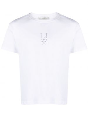 Βαμβακερή μπλούζα με πετραδάκια Ludovic De Saint Sernin λευκό