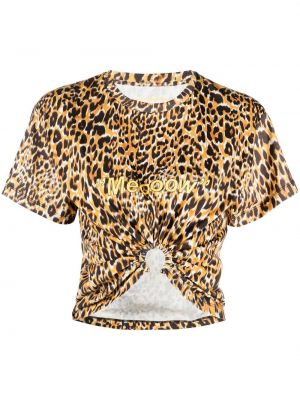 Leopard trykt crop top Paco Rabanne gul