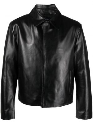 Kožená bunda na zips Manokhi čierna
