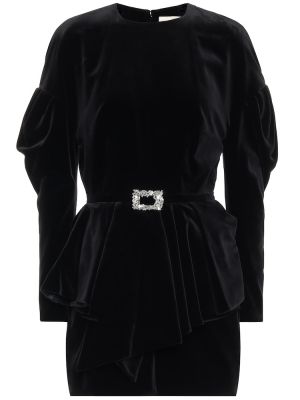Mini robe en velours en coton en cristal Alexandre Vauthier noir