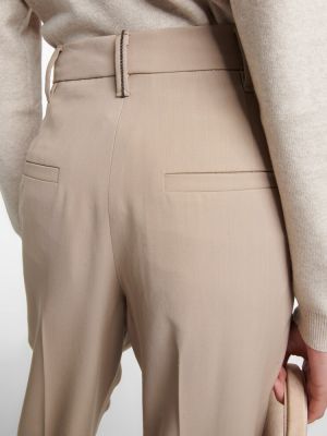 Pantalon droit en laine Brunello Cucinelli beige