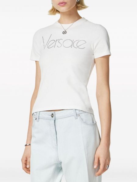 Marškinėliai su kristalais Versace balta