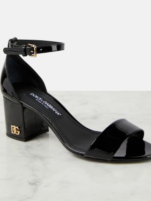 Lakované kožené sandále Dolce&gabbana čierna