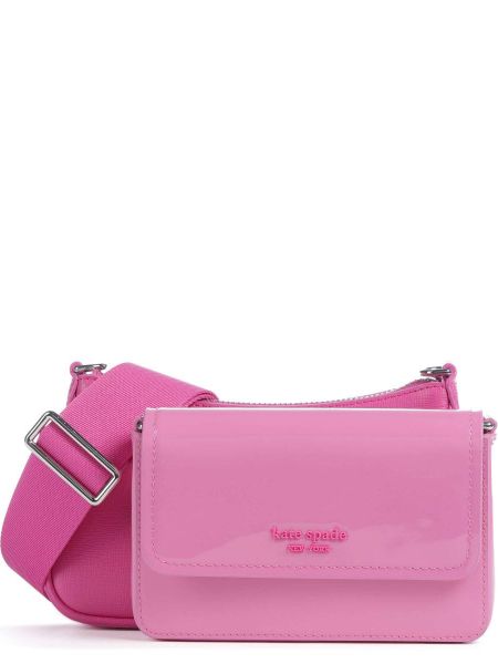 Лаковая кожаная сумка через плечо Kate Spade New York розовая