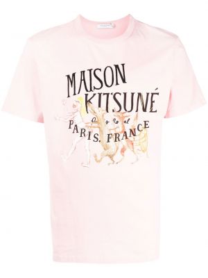 Тениска с принт Maison Kitsuné розово