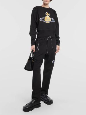 Džersio raštuotos medvilninės sportinės kelnes Vivienne Westwood juoda