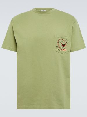 Haftowana koszulka bawełniana z dżerseju Bode zielona