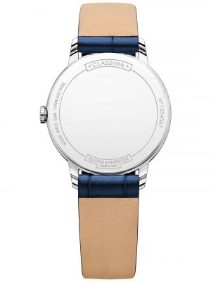 Часы с кожаным ремешком Baume & Mercier синие