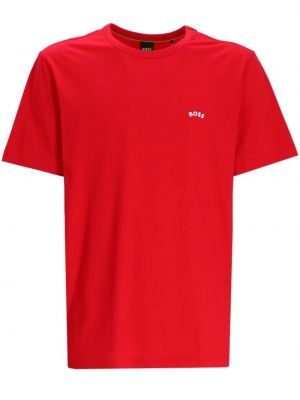 Памучна тениска с принт Boss червено