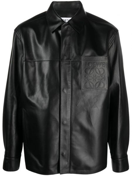 Δερμάτινο πουκάμισο Loewe μαύρο