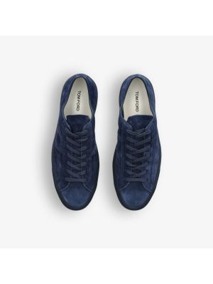 Замшевые низкие кроссовки Tom Ford синие