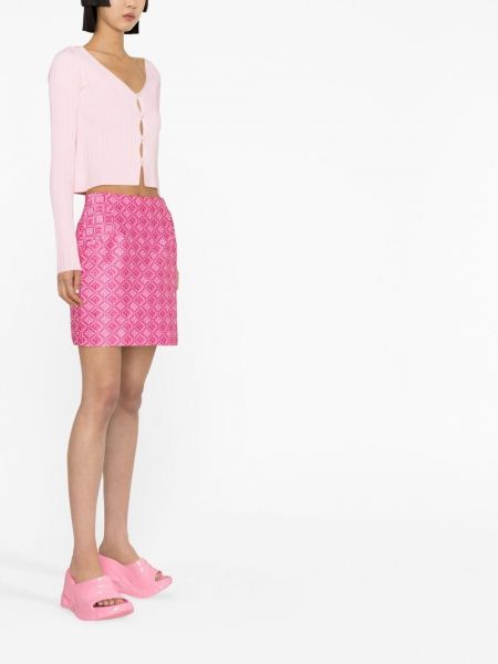Žakárové mini sukně Marine Serre růžové