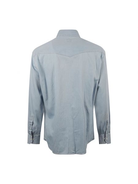 Koszula jeansowa na guziki Brunello Cucinelli niebieska