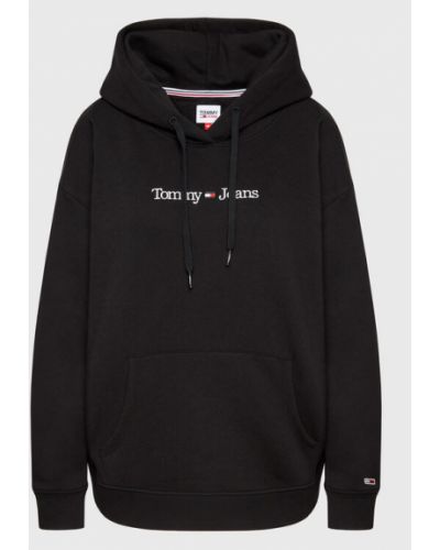 Tommy Jeans Curve Pulóver Serif Linear DW0DW14568 Fekete Regular Fit