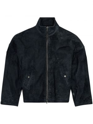 Obrabljena usnjena jakna Diesel črna