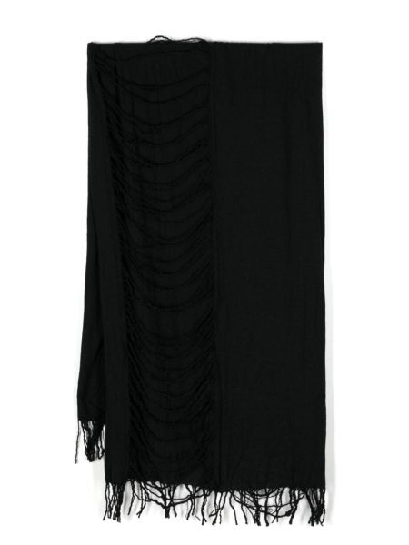 Vlněný šál s oděrkami Yohji Yamamoto černý