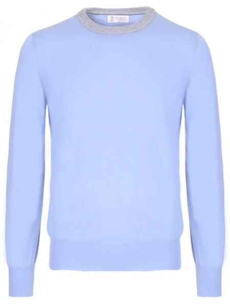 Хлопковый свитер Brunello Cucinelli голубой