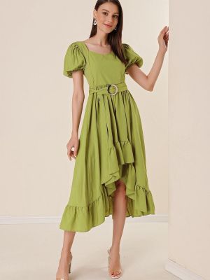 Asymetrické mini šaty By Saygı zelené