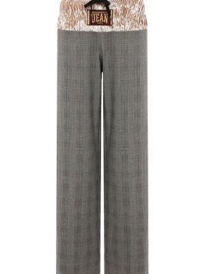 Серые клетчатые шерстяные брюки Stella Jean