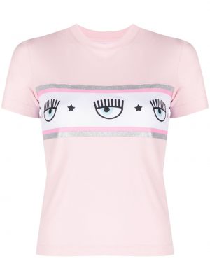 Koszulka bawełniana z nadrukiem Chiara Ferragni różowa