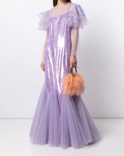 Tylové večerní šaty s flitry Huishan Zhang fialové