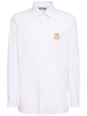 Chemise brodée en coton Moschino noir