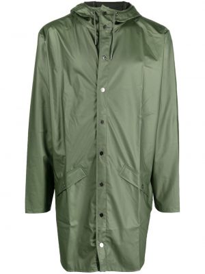 Палто с качулка Rains зелено