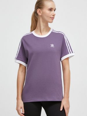 Bavlněné tričko Adidas Originals fialové