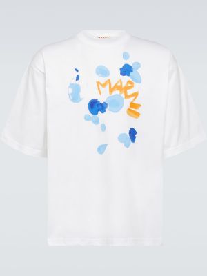 Kokvilnas t-krekls džersija Marni balts