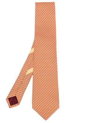 Jedwabny krawat z nadrukiem Ferragamo pomarańczowy