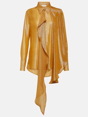 Bluza z draperijo Victoria Beckham rumena