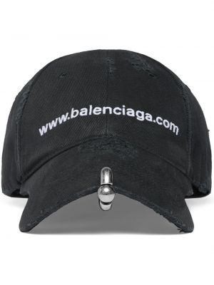 Cappello con visiera ricamato Balenciaga nero
