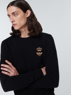 Vlnený sveter s výšivkou Dolce&gabbana čierna