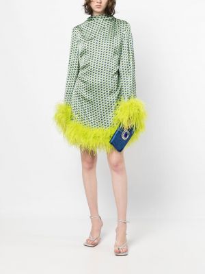 Mini suknele su plunksnomis Rachel Gilbert žalia