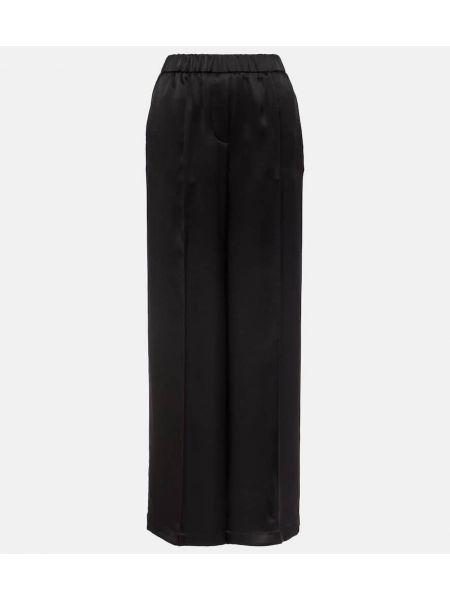 Pantaloni de mătase cu croială lejeră Loewe negru