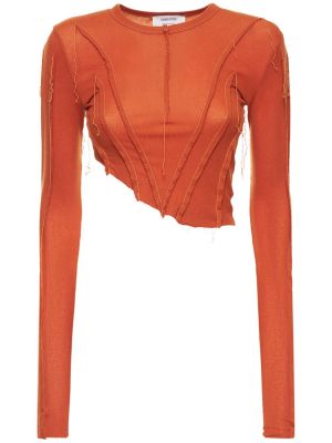 Tričko asymetrické s dlouhými rukávy jersey Sami Miro Vintage - oranžová