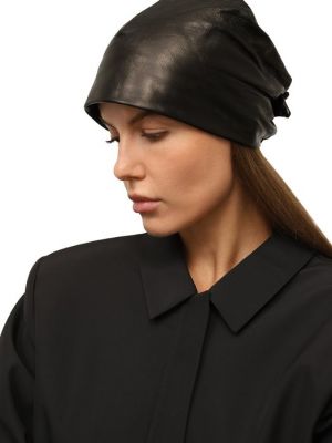 Кожаная шапка Giorgio Armani черная