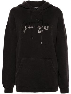 Medvilninis džemperis su gobtuvu R13 juoda