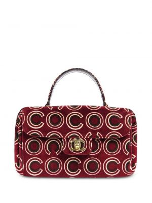 Zamatová nákupná taška Chanel Pre-owned červená
