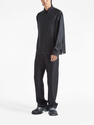 Jedwabne proste spodnie wsuwane Prada czarne