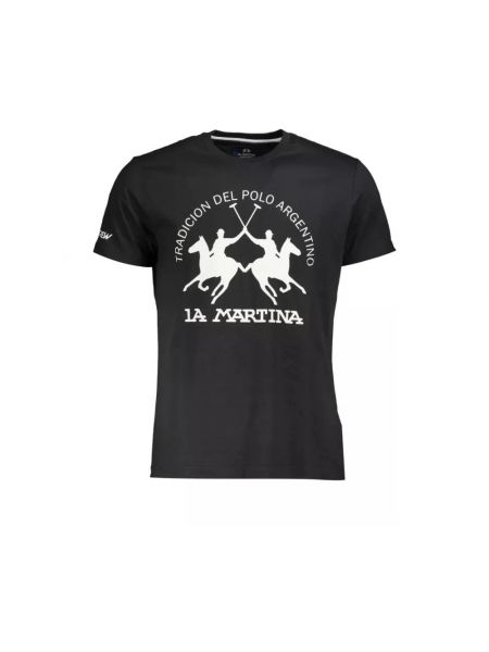 T-shirt aus baumwoll mit kurzen ärmeln La Martina schwarz