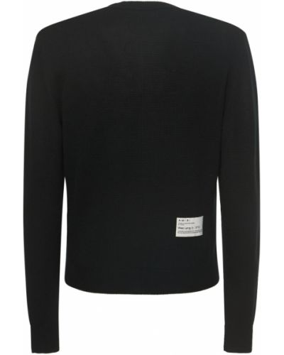 Вълнен пуловер бродиран Amiri черно