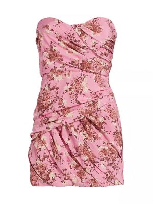 Мини-платье без бретелек с цветочным принтом Bloom Line & Dot, rose