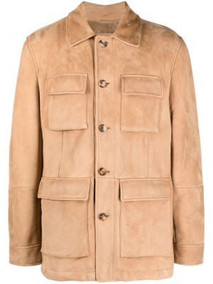 Puhasta usnjena jakna iz semiša Brunello Cucinelli rjava